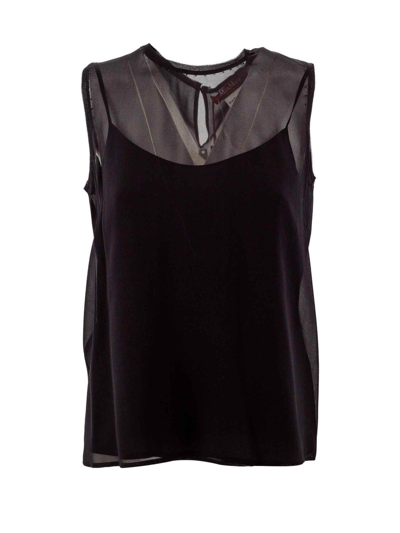 Max Mara Crewneck Sleeveless Top In Black