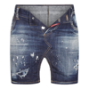 Dsquared2 Vintage Effect Denim Mini Skirt With Frontal Split In Blue