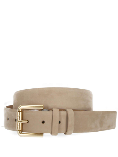 Max Mara Logo Engraved Buckle Belt In Sand