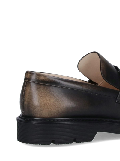 Loewe Blaze Burnished Brushed-leather Loafers In Brown