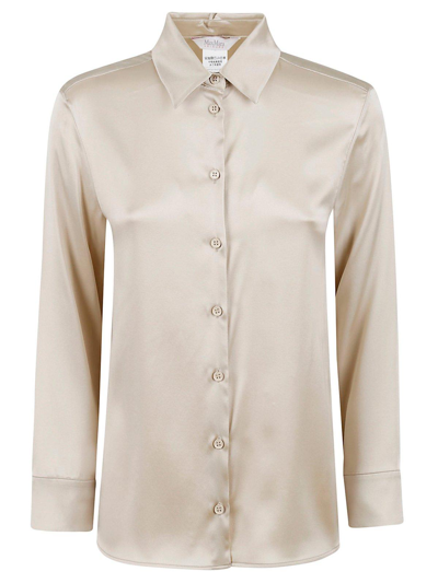 Max Mara Buttoned Long-sleeved Shirt In Albino Chiaro