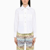 Vince Long-sleeve Linen-blend Button-front Shirt In White