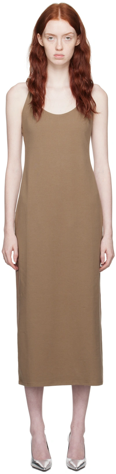 Reformation Taupe Edmund Midi Dress In Shitake