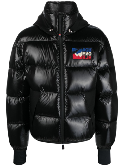 MONCLER BLACK MARCASSIN HOODED QUILTED JACKET