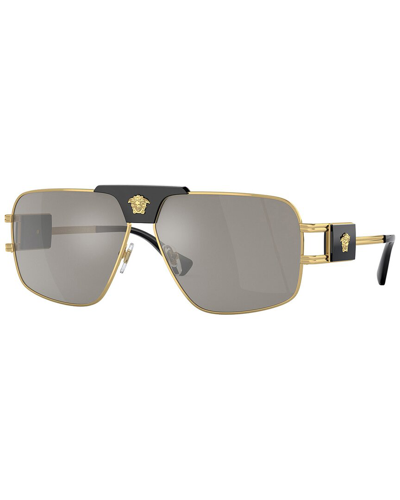 Versace Eyewear Avitor Frame Sunglasses In Light Grey Mirror Silver