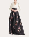 Sachin & Babi Zoe Blossom Gown In Ivory/noir Blossom
