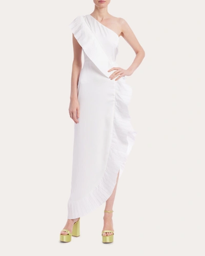 ONE33 SOCIAL WOMEN'S MERCER RUFFLED PLEATED TAFFETA STRETCH-CREPE GOWN