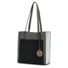Mkf Collection By Mia K Leah Vegan Leather Color-block Women's Tote Bag In Black