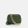Apatchy London Olive Green Leather Crossbody Bag With Gold Chain Strap In Green
