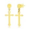 Blackjack Mens Stainless Steel Polished Cross Earrings - Gold Plated In Gold