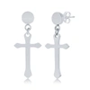 Blackjack Mens Stainless Steel Polished Cross Earrings In Silver