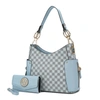 Mkf Collection By Mia K Penelope Circular Print Vegan Leather Women's Shoulder Bag Witch Matching Wallet - 2 Pieces In Blue
