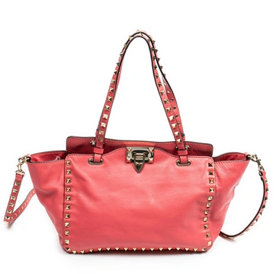 Valentino Garavani Small Rockstud Trapeze Tote In Pink