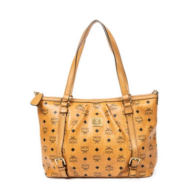 Mcm Convertible Zip Shopping Tote In Brown