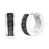 BLACKJACK STAINLESS STEEL 13MM GREEK KEY HOOP EARRINGS - BLACK & GOLD