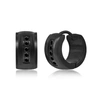 Blackjack Mens Stainless Steel 7x13mm Cz Huggie Hoop Earrings - Black Plated In Black