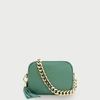 APATCHY LONDON PISTACHIO LEATHER CROSSBODY BAG WITH GOLD CHAIN STRAP