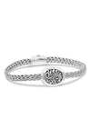 Devata Sterling Silver Bali Filigree Hammer Accent Dragon Bone Chain Bracelet In Silver