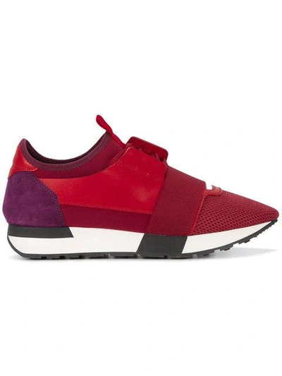 Balenciaga Mixed Media Trainer Sneaker In Rouge