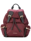 Burberry The Medium Rucksack In Technical Nylon And Leather In Burgundy Red
