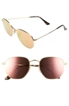 Ray Ban Ray-ban Marshal Mirrored Hexagonal Sunglasses, 54mm In Pink Gold Gradient Mirror