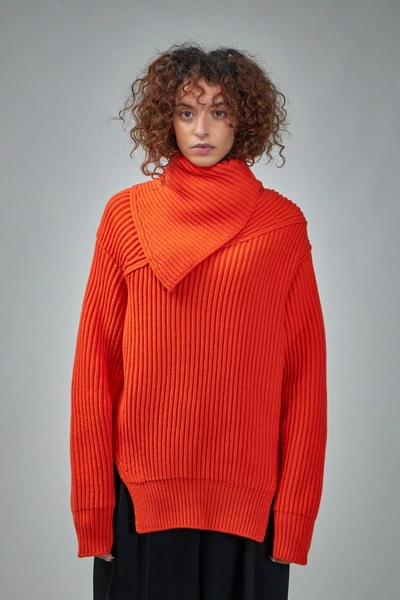 Jil Sander Superfine Knit Wool Sweater In Orange