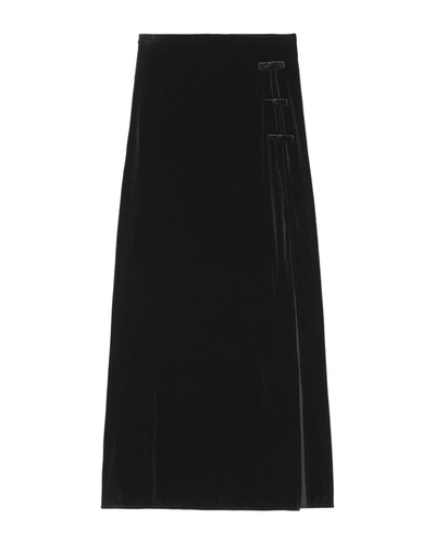 Ganni Velvet Jersey Small Bow Maxi Skirt In Black