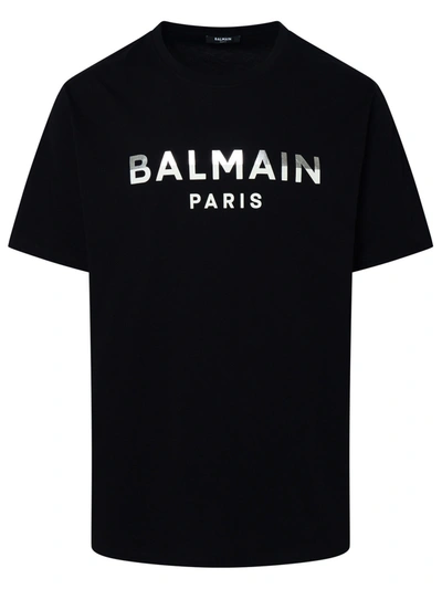 Balmain T-shirt Logo Bianco In Black
