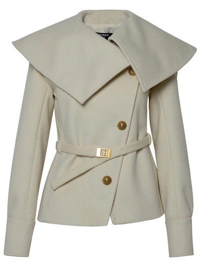 Balmain Short Coat In White