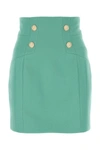 Balmain Woman Sea Green Wool Mini Skirt