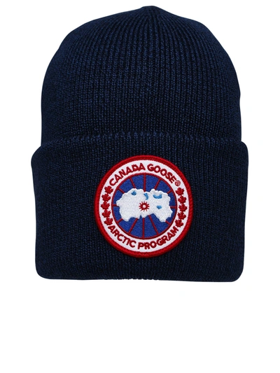 CANADA GOOSE CANADA GOOSE MAN CANADA GOOSE ARTIC DISC BLUE WOOL BEANIE