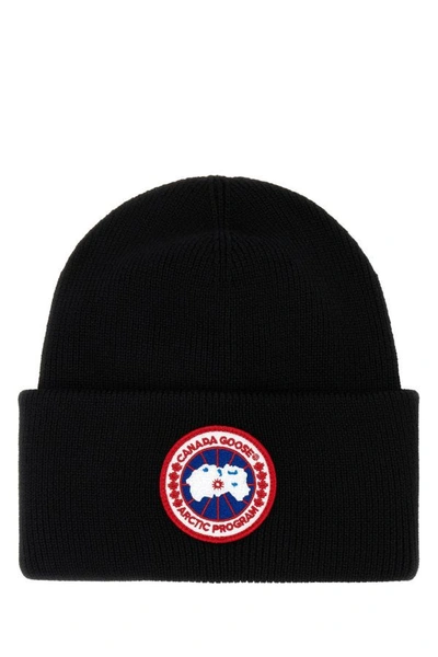 Canada Goose Man Black Wool Beanie Hat