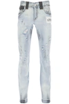 DOLCE & GABBANA DOLCE & GABBANA RE-EDITION JEANS WITH LEATHER DETAILING MEN