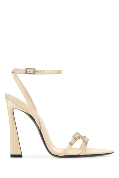 Saint Laurent Woman Cream Crepe Lila Sandals In Yellow