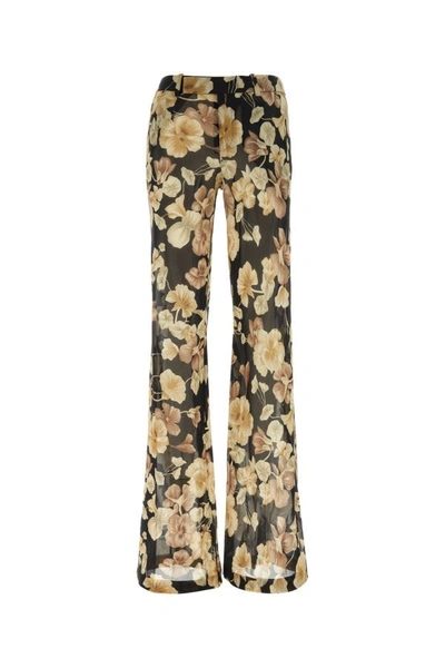 Saint Laurent Woman Printed Georgette Pant In Multicolor