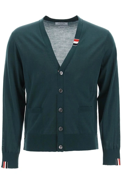 THOM BROWNE THOM BROWNE MERINO WOOL V-NECK CARDIGAN MEN