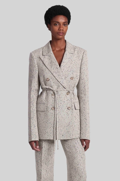 Altuzarra Hattson Belted Boucle Double-breasted Blazer Jacket In Sparrow