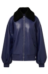 WEWOREWHAT FAUX SHEARLING COLLAR BOMBER JACKET