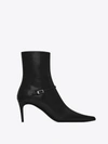 Saint Laurent Vendome Patent Buckle Stiletto Booties In Black
