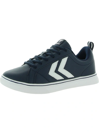 Hummel Mainz Mens Low Top Faux Leather Casual And Fashion Sneakers In Blue