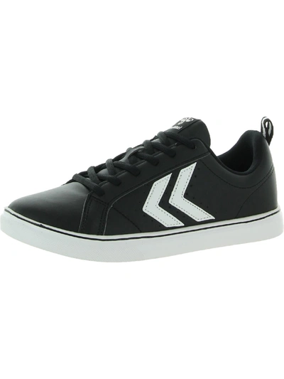 Hummel Mainz Mens Low Top Faux Leather Casual And Fashion Sneakers In Black