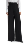 Reiss Black Petite Wide Leg Side Stripe Trousers In Black