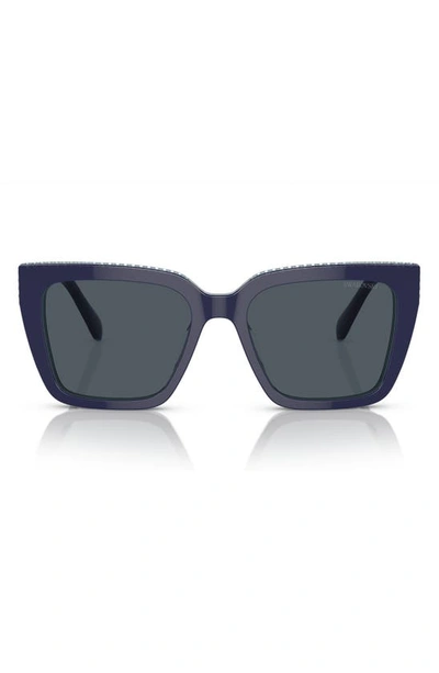 Swarovski Sk6013 Branded Square-frame Acetate Sunglasses In Dark Grey