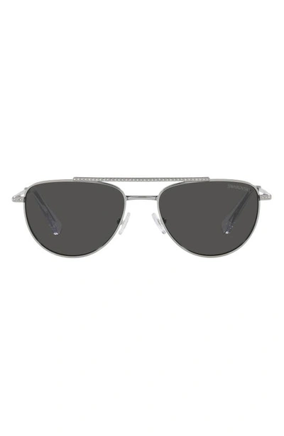 Swarovski Crystal-embellished Metal Aviator Sunglasses In Silver