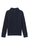 REISS KIDS' BANTHAM JR. CABLE KNIT QUARTER ZIP PULLOVER