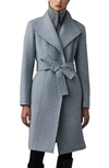 MACKAGE NORI-K BELTED DOUBLE FACE WOOL COAT WITH WOOL BLEND BIB