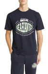 Hugo Boss Boss X Nfl Stretch Cotton Graphic T-shirt In Seattle Seahawks Dark Blue
