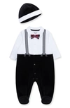 Little Me Baby Boys Handsome Footed Pajamas And Hat Set In Black