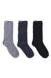 Barefoot Dreams Cozychic Crew Socks 3-pack In Black Multi