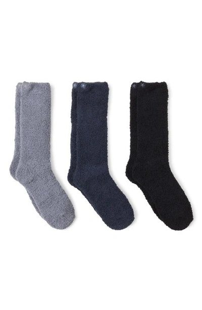 Barefoot Dreams Cozychic Crew Socks 3-pack In Black Multi